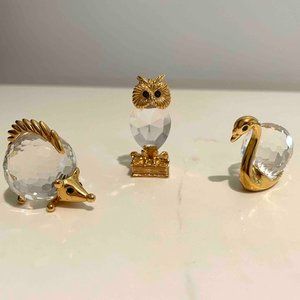 Swarovski Crystal with Gold-plated trim mini animals, set of 3